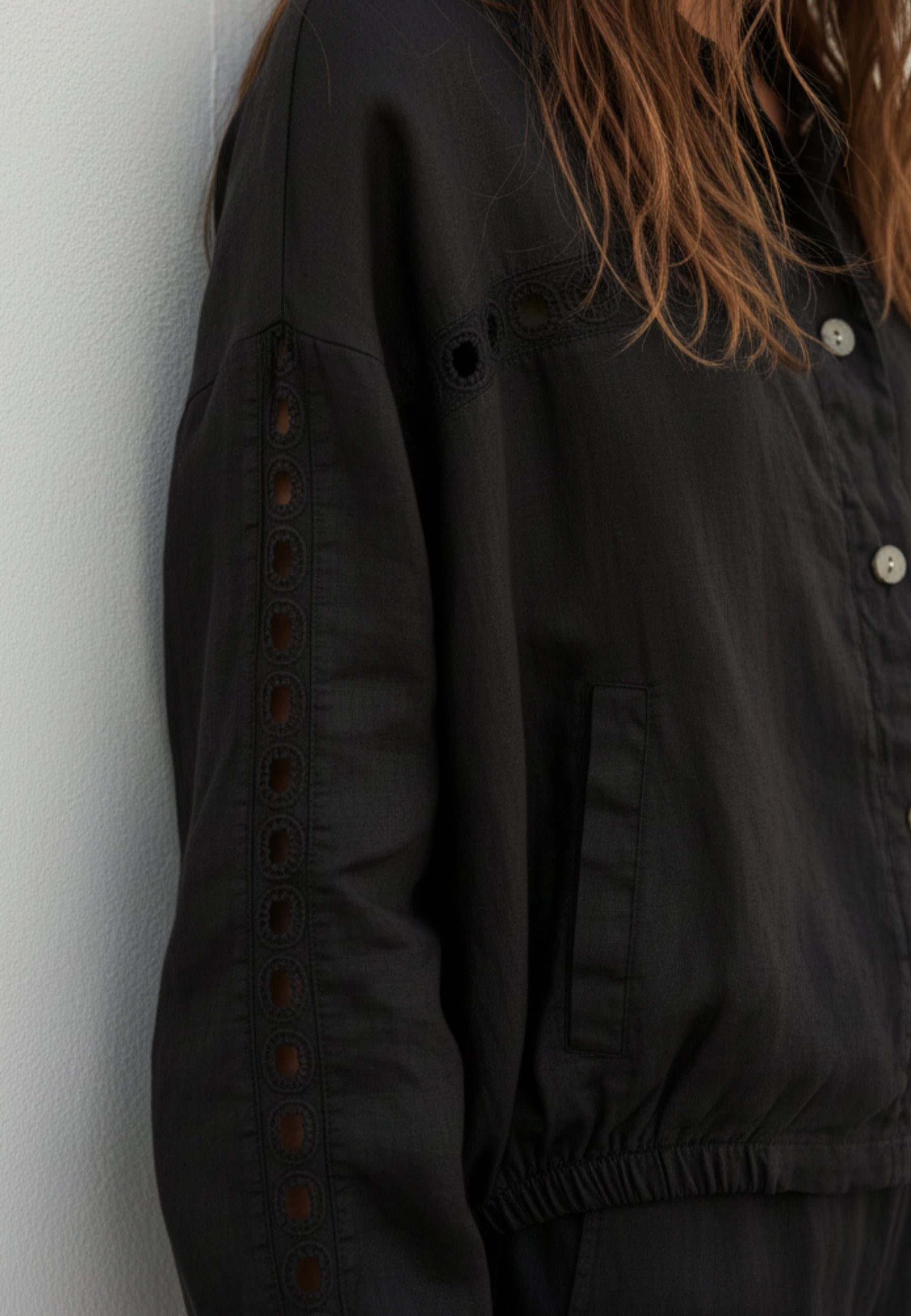 Blouson PURE LINEN mit Lochstickerei