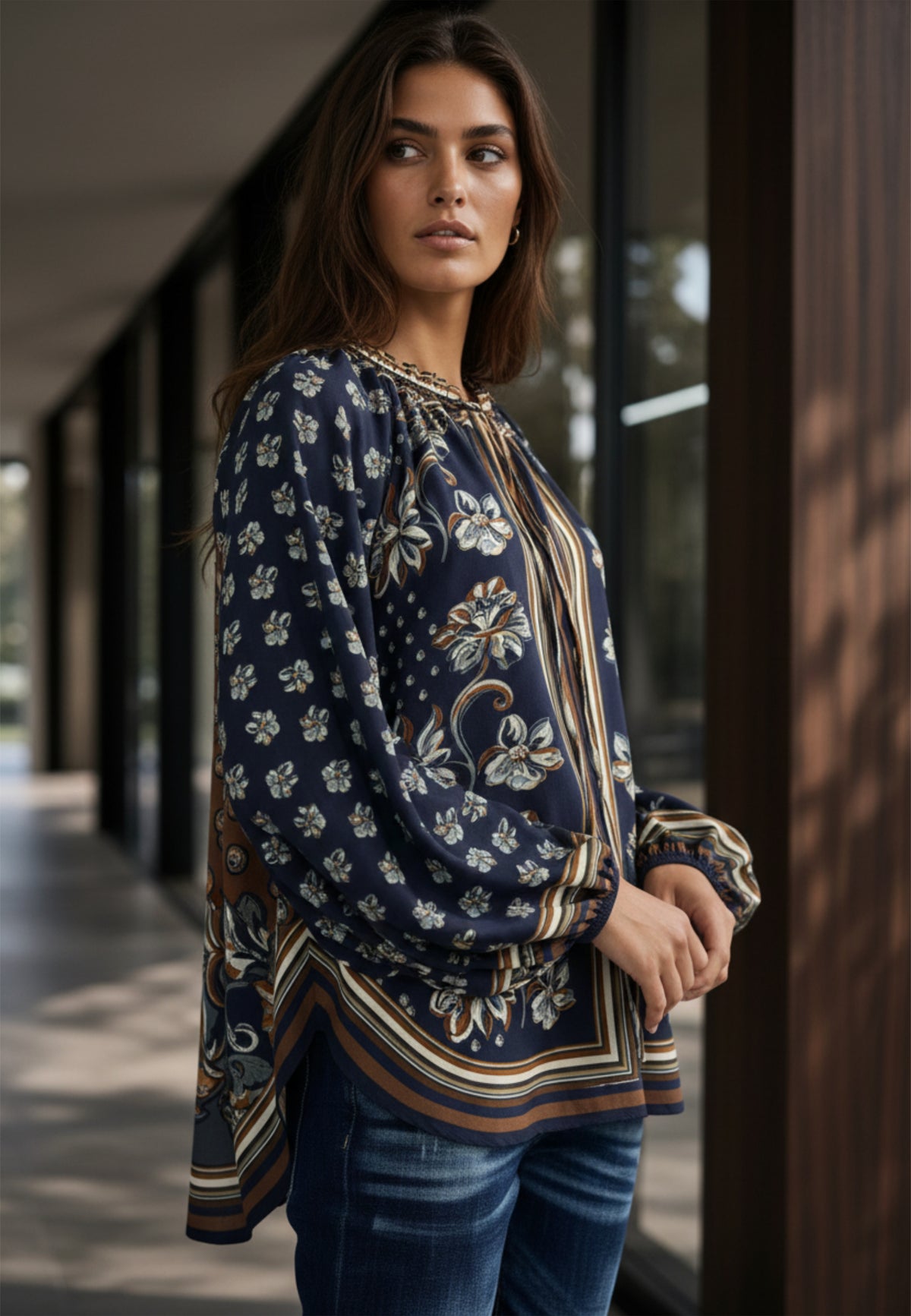 Bluse INDIGO BLOOM aus reiner Viskose