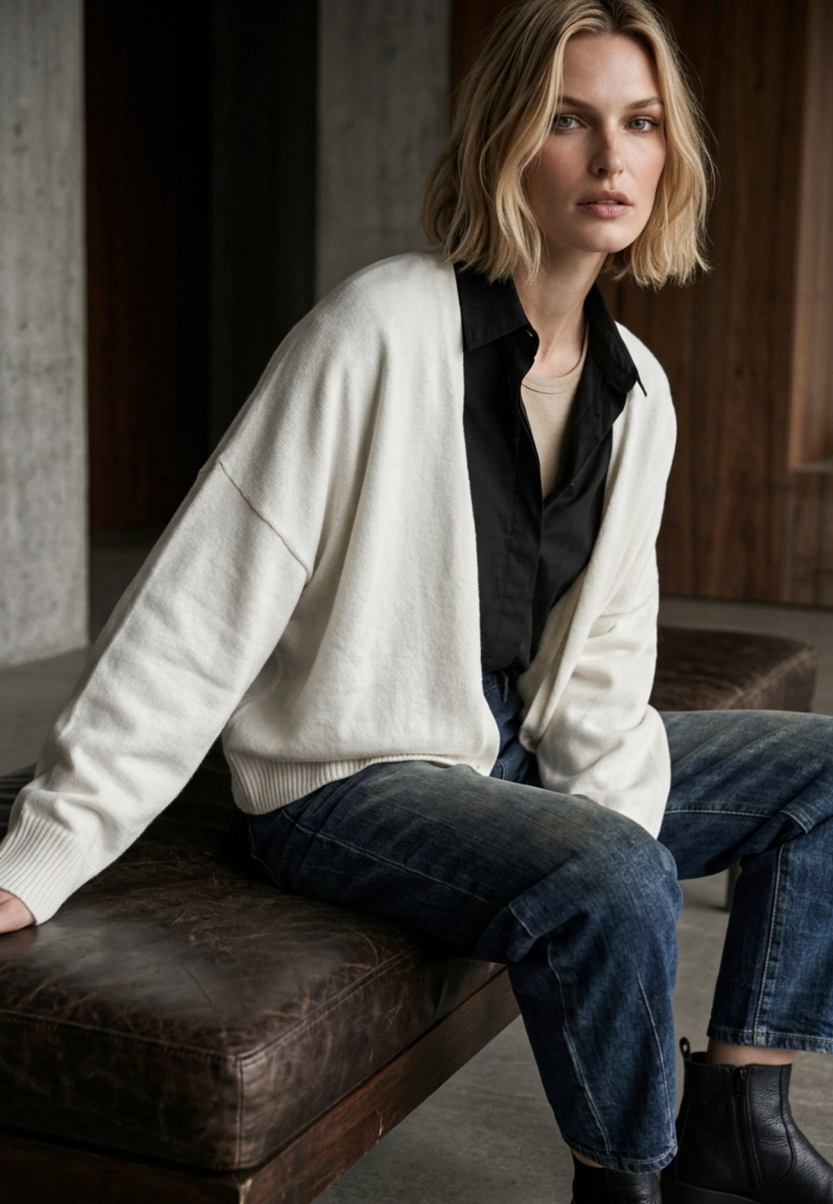 Strickjacke MODERN LAYER aus Viskose-Mix