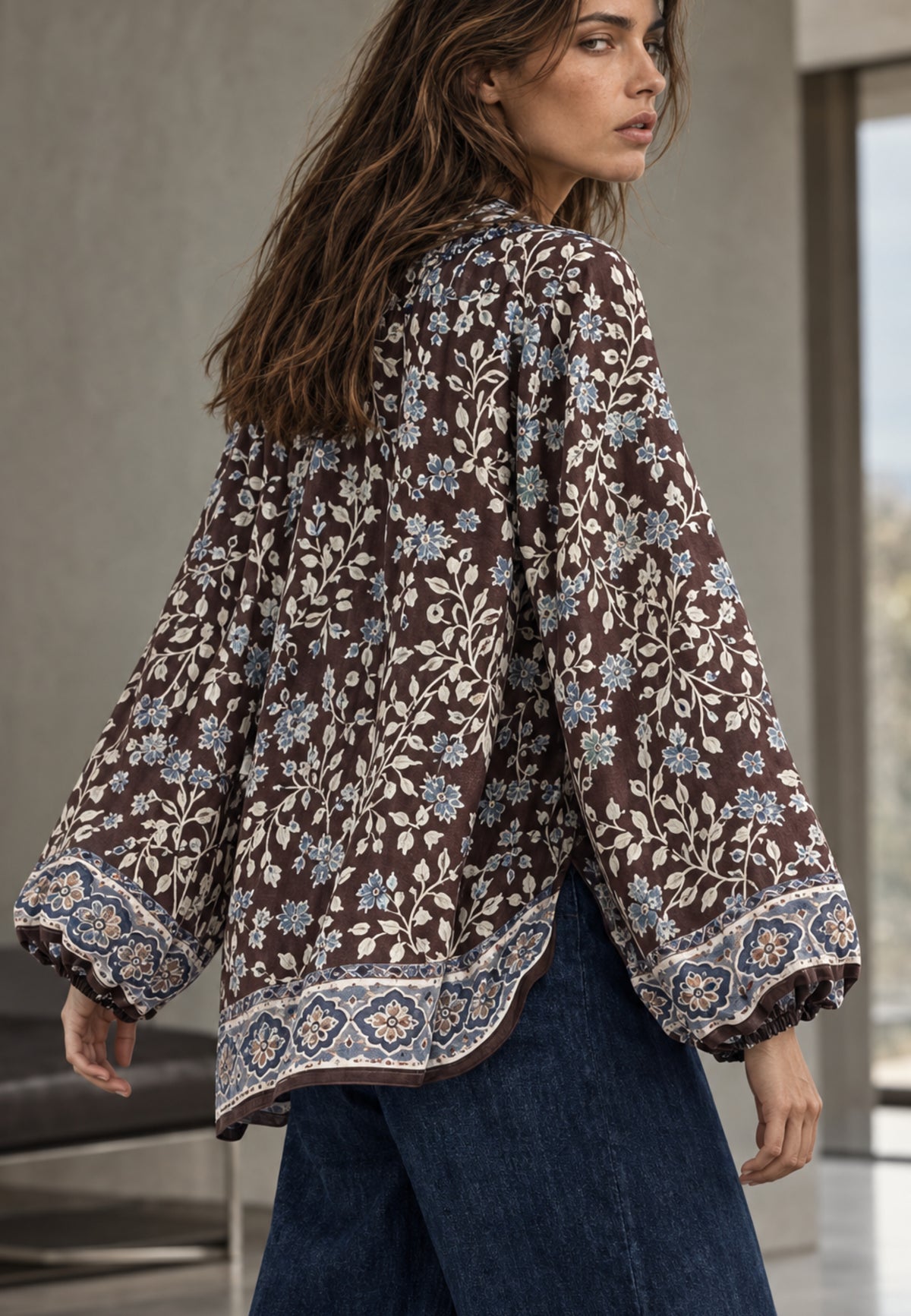 Bluse MOCHA BLOOM aus Viskose Satin