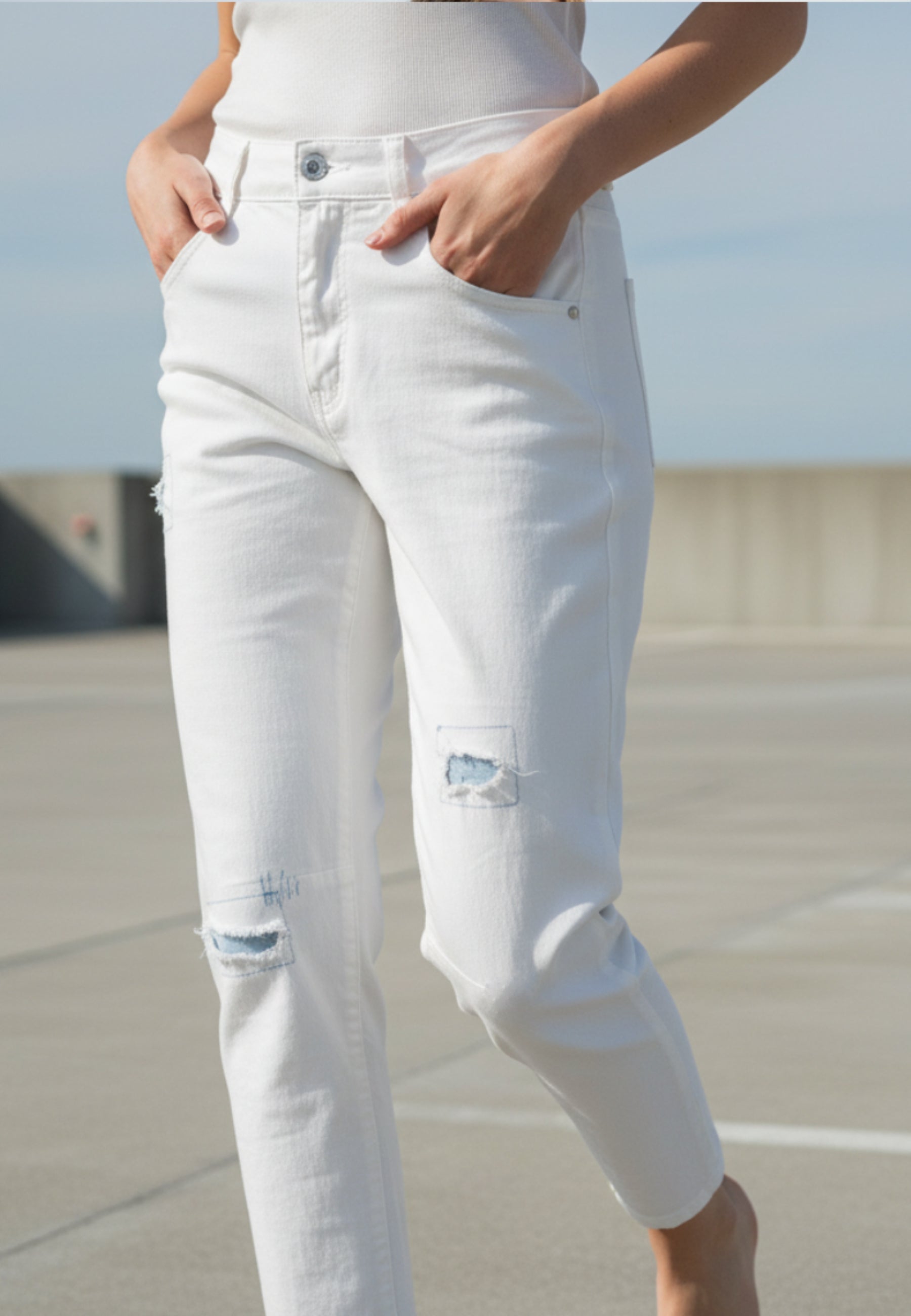 JEANS PURE LIGHT Boyfriend  mit Used-Details
