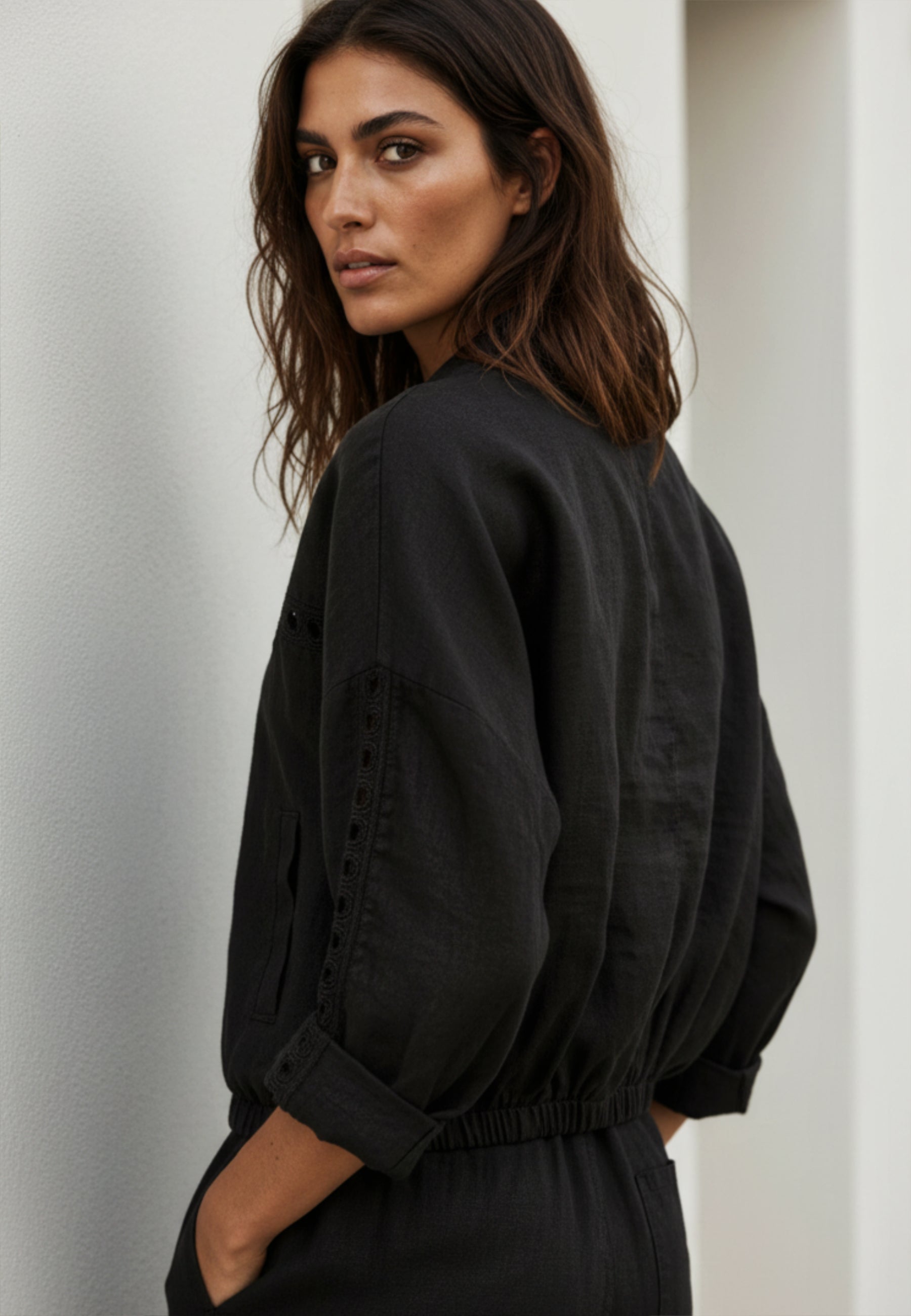 Blouson PURE LINEN mit Lochstickerei