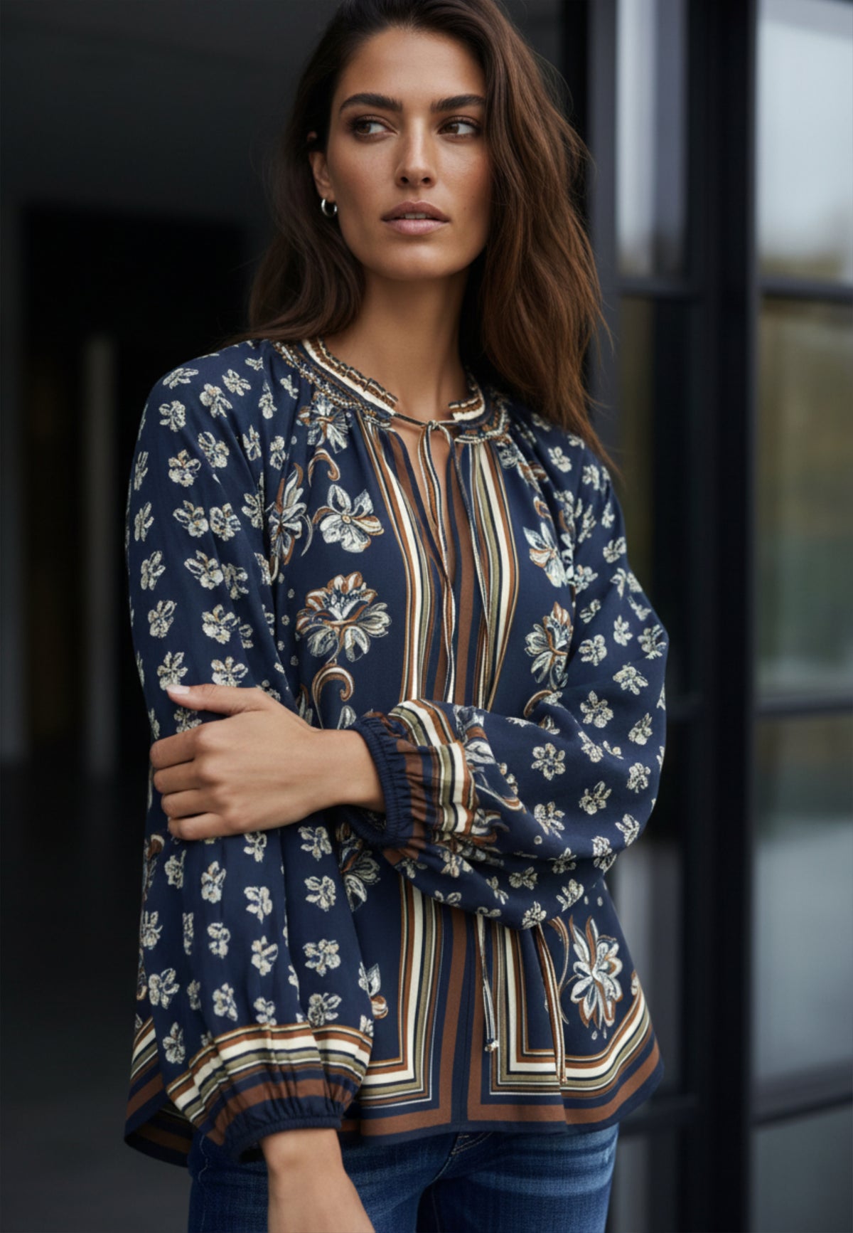 Bluse INDIGO BLOOM aus reiner Viskose