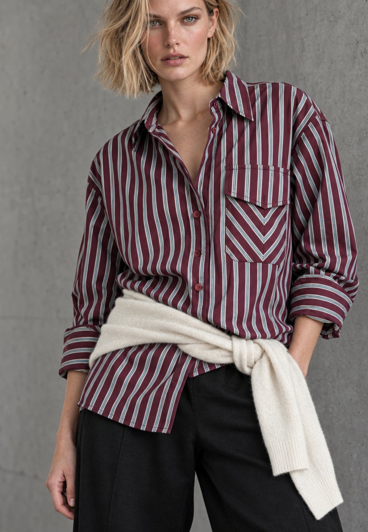 Streifenbluse NEW CLASSIC aus elastischer  Baumwolle