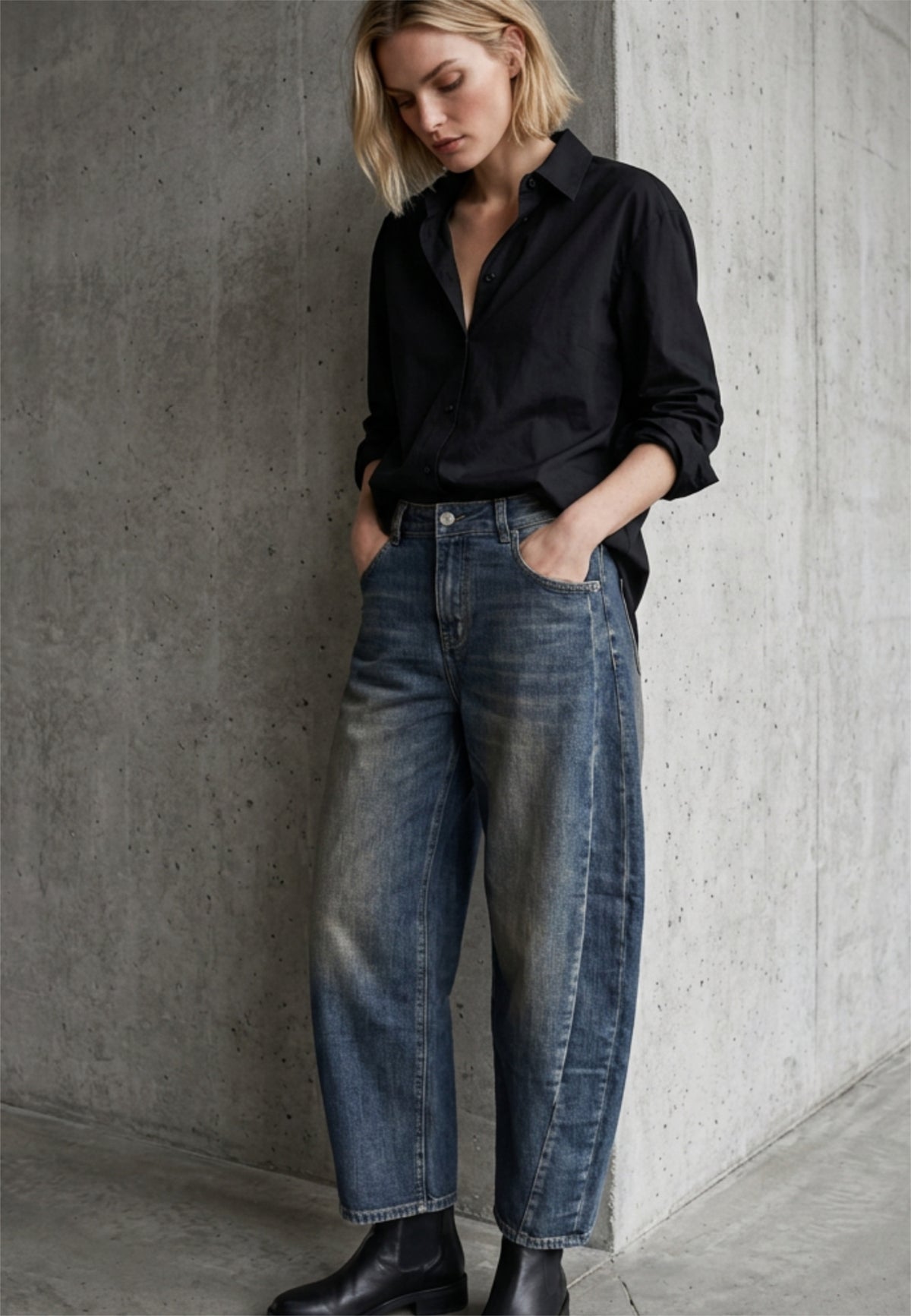 Barrel Jeans RAW SPIRIT aus elastischem Denim