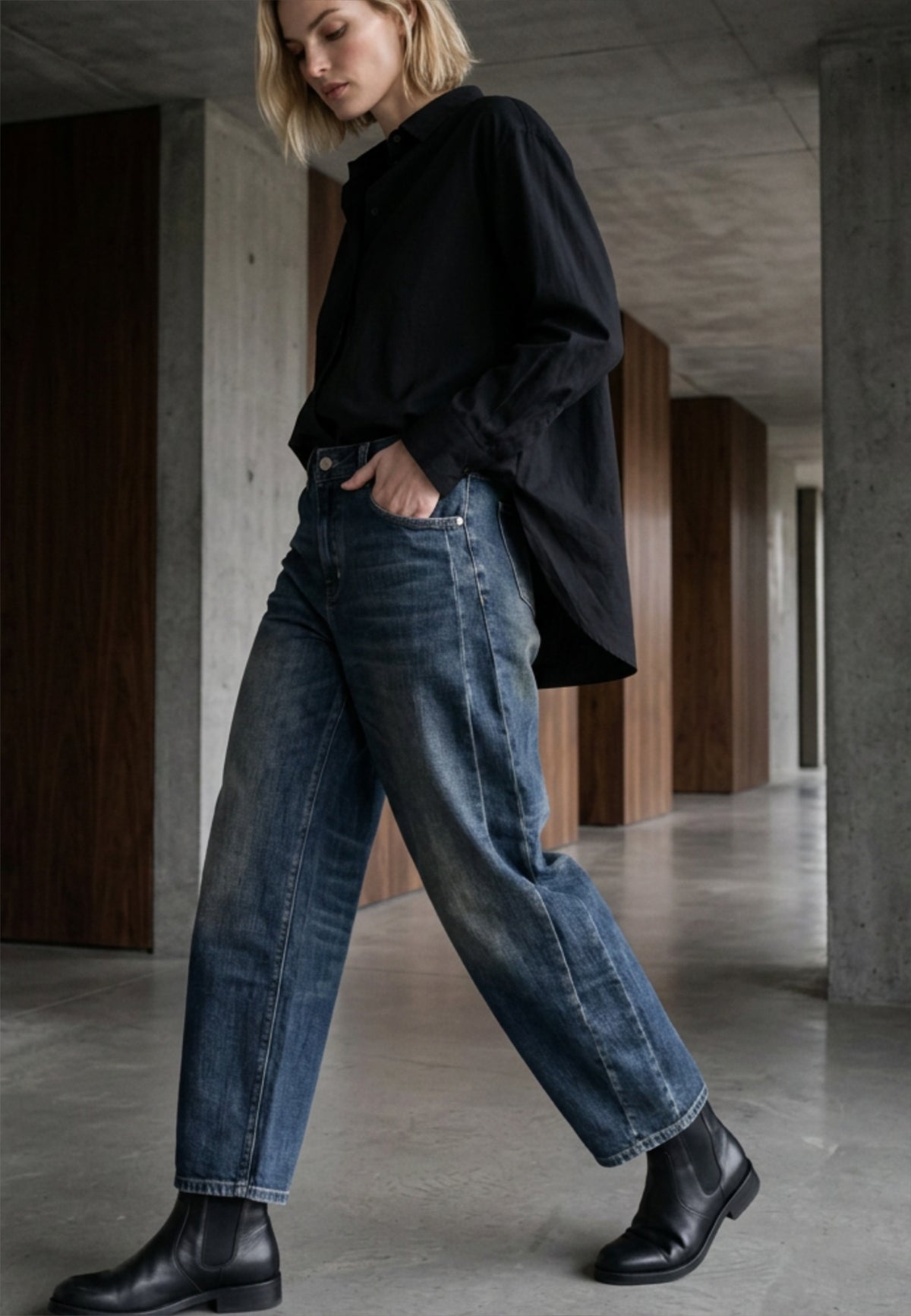 Barrel Jeans RAW SPIRIT aus elastischem Denim